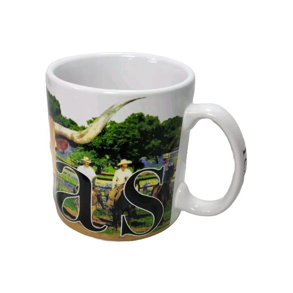 Large Texas Coffee Mug 18oz 3D Cowboy Steer Embossed 2012 Cup Americaware